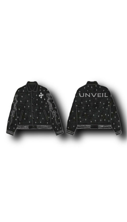 Unveil Rhinestone Varsity Jacket